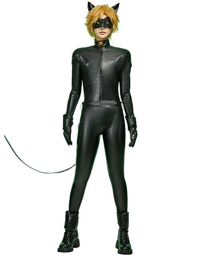 Unisex Miraculous Ladybug Cat Noir Cosplay Set Officially Licensed PU Leather Bodysuit Jumpsuit with Accessories - Image 1