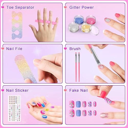 Kids Nail Polish Set for Girls, Non-Toxic Quick Dry Nail Art Salon Kit with Nail Dryer and Peelable Nail Polish,Ideal Gift Toys for Girls Age 3-12 thumbnail 6