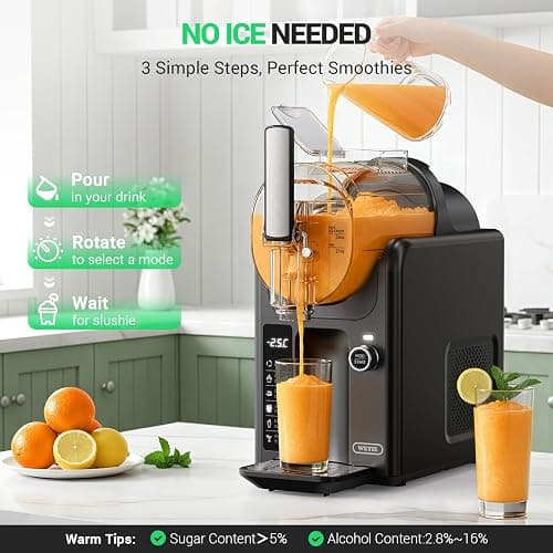 WETIE Slushie Machine, 82oz Slushy Maker with Adjustable Temperature, LED Display, Auto-Clean, 5-in-1 Frozen Drink Maker for Ice Cream, Frappés, Milkshake, Frozen Margaritas, 24H Running for Home thumbnail 3
