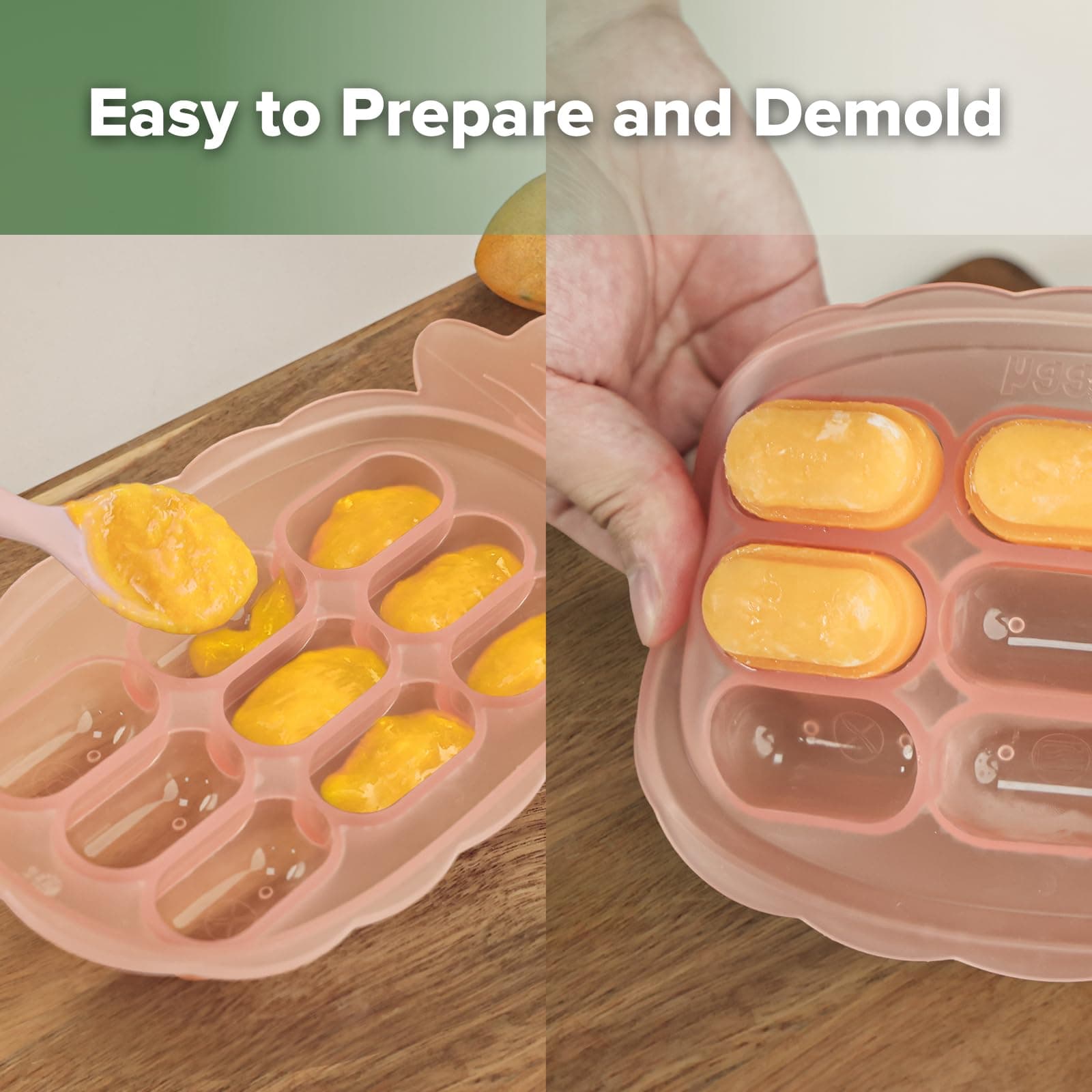 Haakaa Silicone Nibble Freezer Tray -Breastmilk Teething Popsicle Mold - Baby Fruit Food Feeder Teether Tray - Baby Food Maker - Ice Cube Tray - 4 Months+ Babies - BPA Free - Blush thumbnail 5