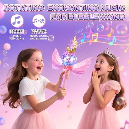 Princess Bubble Wand Machine for Girls, Electric Bubble Mahcine Blower with LED Light & Music, 9000+ Bubbles per Minute, Bubble Maker Gifts for Kids Girls Birthday Party thumbnail 4