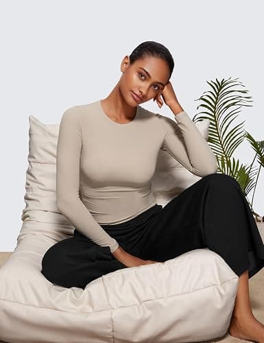 CRZ YOGA Softembrace Long Sleeve Shirts for Women Soft Crew Neck Fall Basic Tight Tops Fitted Casual Going Out T-Shirts thumbnail 4