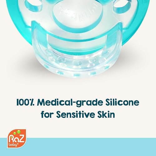 RaZbaby Jollypop Pacifier for Newborns & Up, USA Made, Natural Shaped Orthodontic Binky, Lovingly Shared in NICUs & Hospitals Worldwide, Medical-Grade 100% BPA-Free - 0-3 Months, 2 Pack - Lavender thumbnail 5