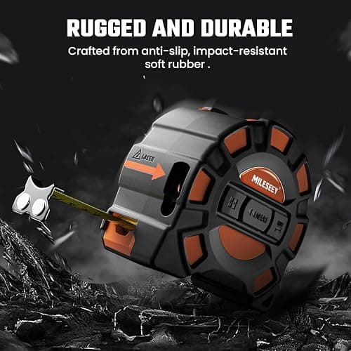 MILESEEY 2-in-1 Laser Measuring Tape, 16Ft Tape Measure & 131Ft Rechargeable Laser Measurement Tool with Backlit Display, Auto-Lock Tape with Magnetic Hook, M/Ft/in/Ft+in, 20 Groups Historical Memory thumbnail 7