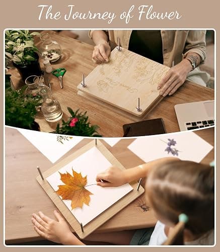 Wakhow Flower Press Kit – 11" x 11" Large Wooden Flower Presser for Adults & Teens | DIY Bouquet Preservation & Dried Flower Art | Ideal Gift for Nature & Craft Lovers thumbnail 7