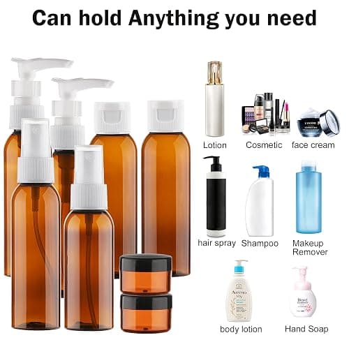 Cosywell Travel Size Bottles for Toiletries 13 Pack TSA Approved Toiletry Bottles Leak Proof Travel Kit for Women Men TSA Clear Toiletry Bag Shampoo Lotion Skincare Cosmetic Container（Brown） thumbnail 4