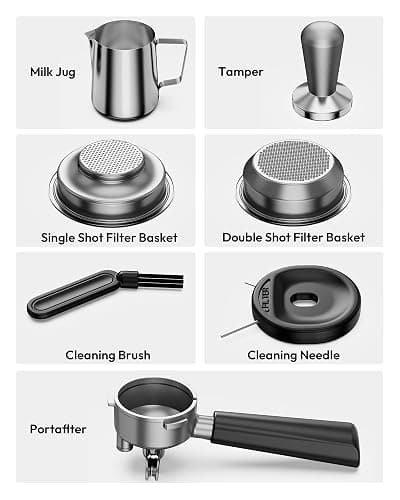 EUHOMY Espresso Machine with Grinder, 20 Bar Coffee Maker with Milk Frother Steam Wand, Professional Expresso Coffee Machines with Removable Water Tank, Latte & Cappuccino Machine for Home Barista thumbnail 9