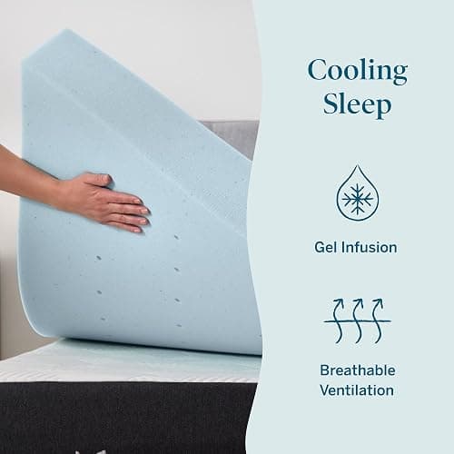 Lucid 4 Inch Memory Foam Mattress Topper, Twin XL Size – Cooling Gel Bed Topper – Preassure-Relieving Ultra Plush Feel – Ventilated Breathable Design – CertiPur Certified - Dorm Room Essentials thumbnail 2