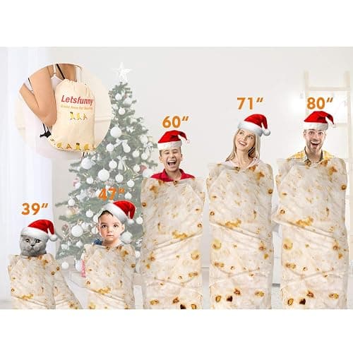 Burrito Tortilla Throw Blanket, 2.0 Double Sided Burritos Taco Tortilla Wrap Blankets,Giant Funny Realistic Flannel Food Round Blankets,Funny Gifts for Kids Newborn Toddler Dog Cat Baby Shower 47in - Yellow - 47in thumbnail 7