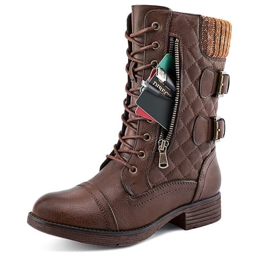 STQ Women's Combat Boots Mid Calf Winter Boots - Image 1