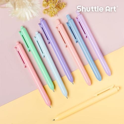 Shuttle Art Colored Retractable Gel Pens, 8 Pastel Ink Colors, Cute Pens 0.5mm Fine Point Quick Drying for Writing Drawing Journaling Note Taking School Office Home thumbnail 8