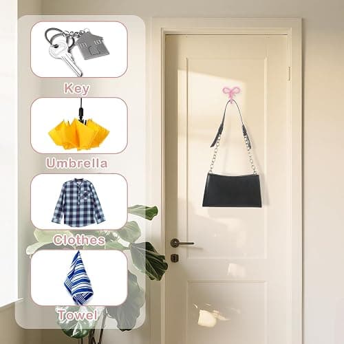 Otoolling 2 Pack Small Pink Bow Wall Hooks Valentine's Day Bow Knot Hooks for Wall 2.36'' Cute Decorative Coat Holder Metal Bowknot Door Hanger for Hats Bags Tie Bath Towels Coats thumbnail 4