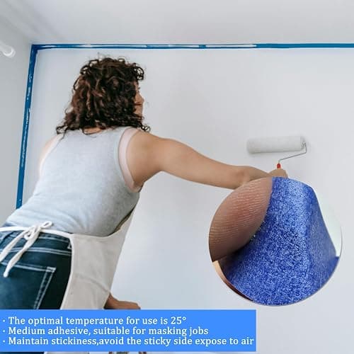 4 Rolls Premium Painters Tape, Blue Tape, Masking Tape, Paint Tape for Multi-Purpose, Painting, Painter's, DIY Crafts Arts (88yd =0.94IN*22yd*4) Decoration Labeling No Residue, Easy Removal thumbnail 7