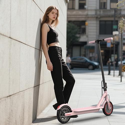 Roinside Electric Scooter - 8.5"/10'' Solid Tires, 350W/500W Motor, Up to 19-22MPH and 21-24Miles Long-Range Portable Commuting Scooter for Adults with Double Braking System and App thumbnail 8