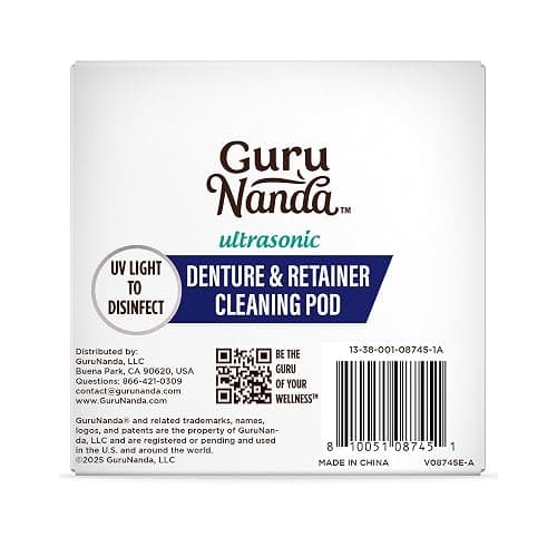 GuruNanda Retainer & Aligner Cleaning Pod for Retainers, Dentures, Mouthguards, Aligners, & Jewelry, 3 Modes, 45kHz Ultrasonic Retainer Cleaner, 190 ml capacity thumbnail 9