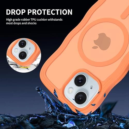 iYavvort Magnetic for iPhone 15 Case, [Compatible with MagSafe] [Military Grade Drop Protection] Translucent Matte Shockproof Anti-Scratch Phone Cover (Orange) thumbnail 4