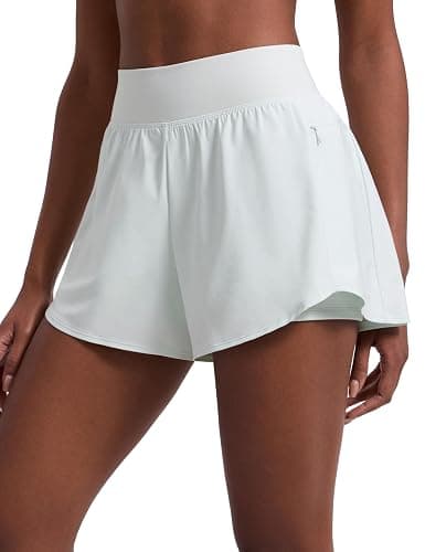 CRZ YOGA 2 in 1 Double Layer Running Shorts 3" | High Waisted, Quick Dry, Lightweight, Zip Pockets, for Women - Image 1