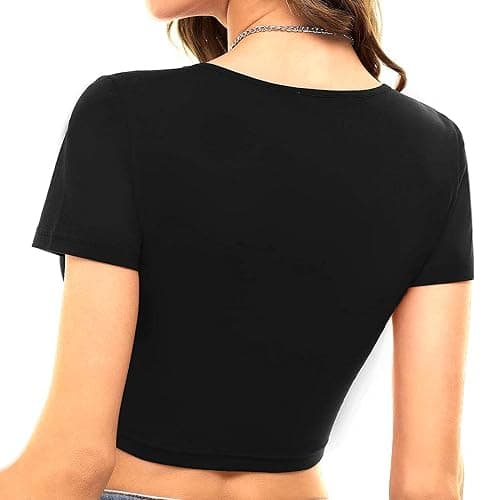 1 & 9 Crop Tops for Women Short Sleeve V Neck Sexy Going Out Tops Cute Shirts Basic Tees for Women's Summer Y2k Fashion thumbnail 3