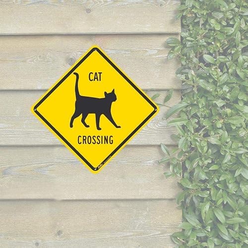 PetKa Signs and Graphics PKAC-0153-NA_10x10 "Cat Crossing" Aluminum Sign, 10" x 10", Black Text with Yellow Background thumbnail 2