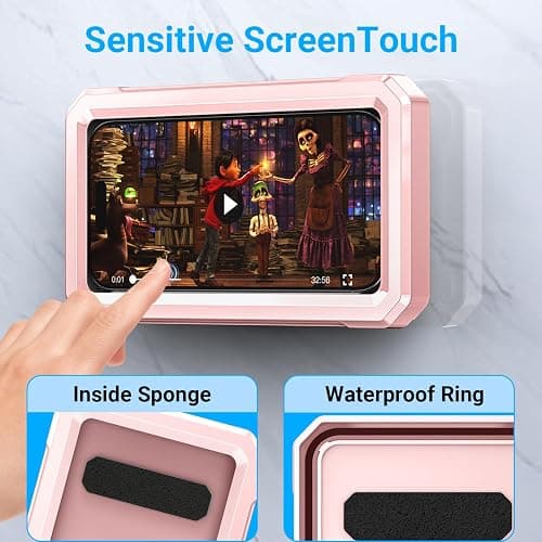 Coolpow Shower Phone Holder Waterproof【480°Rotatable】Retractable Adjustable Shower Phone Case Shower Stall Accessories for Bathroom Wall Phone Mount Stand Water Proof Anti Fog Case for 4-7"Cellphones thumbnail 4