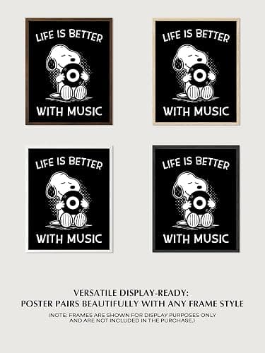 Life Is Better With Music Wall Art – 8x10 Unframed Cartoon Dog Poster – Fun Inspirational Artwork for Bedroom, Living Room, Dorm, Studio, or Office – Motivational Decor and Gift for Musicians & Fans thumbnail 6