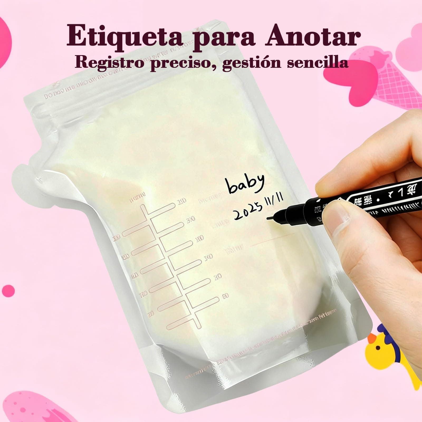 240 Pzas Bolsas para Leche Materna 250ml,Recolector de Leche Materna Doble Sello Antifugas con Bolígrafo,Autoplanchables y Preesterilizadas,Para Congelador,Refrigeración y Recolector de Leche (240PCS) thumbnail 3