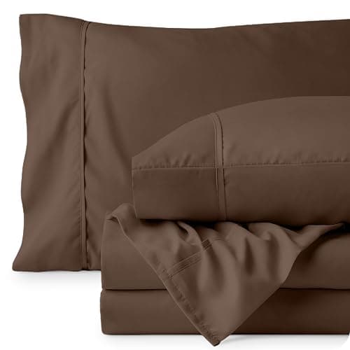 Bare Home Queen Sheet Set - Luxury 1800 Ultra-Soft Microfiber Queen Bed Sheets - Double Brushed - Deep Pockets - Easy Fit - 4 Piece Set - Bedding Sheets & Pillowcases (Queen, Cocoa) thumbnail 9