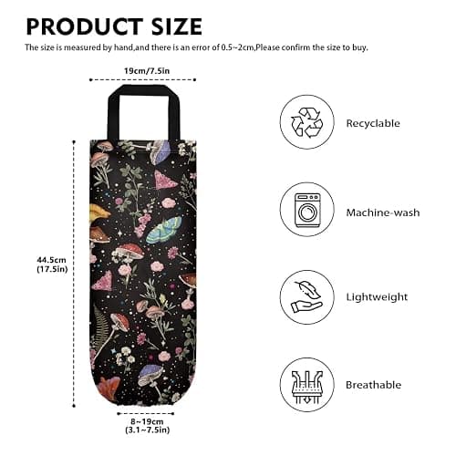Fuojuvelie Mushroom Moth Plastic Bag Holder Hanging Plastic Bag Dispenser Grocery Bag Storage Holder with Elastic Bottom Kitchen Gadgets 2 Piece thumbnail 3