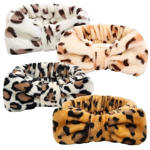 Huachi Spa Headband for Women Washing Face Teen Girls Skincare Headbands Makeup Cheetah Print Leopard Face Wash Head Band Animal Print - Image 1