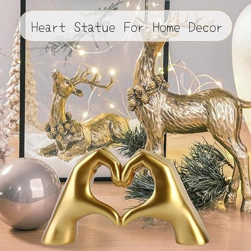 MHOOW Taylor Heart Hands Sculpture Decor for Bedroom Living Room Table Merch, Aesthetic Modern Love Finger Heart Hands Statues, Boho Wedding Home Decor Accessories, Gifts for Women Anniversary (Gold) thumbnail 5