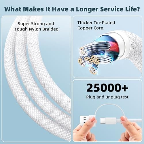 Travel Charger for Apple Watch, 3 in 2 Multi Charging Cable/Cord with Lightning/USB C/iWatch Charger, Travel Chargers for Multiple Devices, Compatible with iWatch Series/iPhone 17-8/iPad/AirPods 4FT thumbnail 4