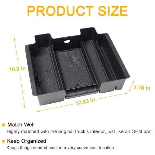 PIMCAR Full Size Center Console Organizer for 2019-2022 Chevy Silverado/GMC Sierra 1500 & 2020-2023 Silverado/Sierra 2500 HD 3500 HD Accessories-Full Console w/Bucket Seats ONLY thumbnail 5