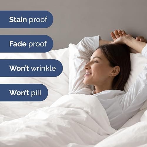 Duvet Cover Queen Size Set - Extra Soft Queen Size Duvet Cover 90 x 90 with 2 Pillow Shams - Hotel Luxury Easy Care & Fade Free w/Zipper Closures & Ties - Comfy Breathable Bedding Set (Antique White) thumbnail 5