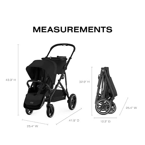Cybex Gazelle S All-in-One Toddler and Baby Stroller with Over 20 Modular Configurations, Ergonomic Near-Flat Recline, Shopper Basket, and Compact Fold, Moon Black, Black Frame thumbnail 3
