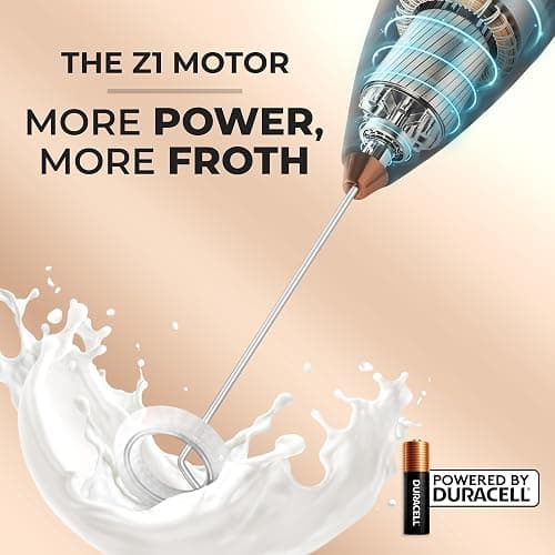 Zulay Powerful Milk Frother (4 Duracell Batteries Included) - Handheld Milk Frother Wand Drink Mixer for Coffee - Powerful Milk Foamer for Cappuccino, Frappe, Matcha & Creamer - Black/Copper thumbnail 5