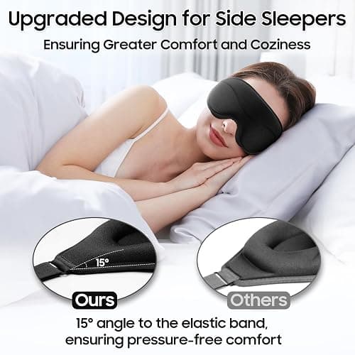 MOEASEii Sleep Mask - Total Blackout 3D Sleeping Mask, Super Lightweight & Silky Soft Eye Mask for Sleeping, Fully Adjustable Fit for Home, Office, Traveling, Meditation, Yoga, Black thumbnail 3