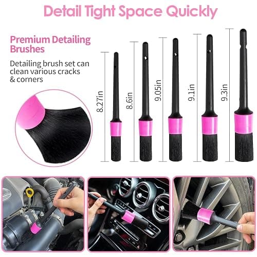 Viewsun Windshield Cleaner Tool, 17Pcs Pink Car Interior Cleaning Kit, Detailing Kit Cleaner, Detailing Brush, Cleaning Gel, Inside Cleaning Supplies Accessories for Women Girl Gift thumbnail 4