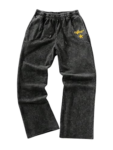 SOLY HUX Men's Y2k Baggy Sweatpants Straight Leg Drawstring Elastic Waist Hip Hop Casual Pants Streetwear - Image 1