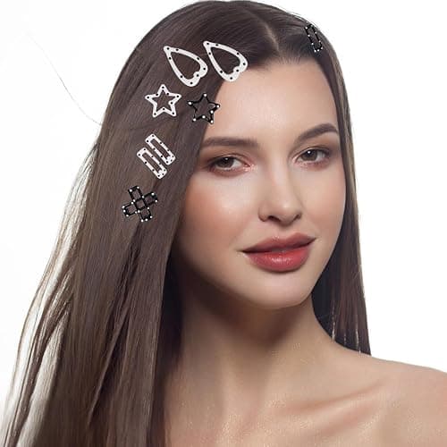 20PCS Star Hair Clips Y2k Hair Accessories for Women Black White Polka Dot Cute Hair Pins for Girls Star Barrettes Non Slip Kawaii Snap Hair Clips Small for Styling Festival Accessories thumbnail 5