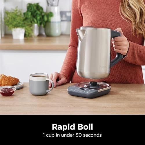 Ninja Perfect Temperature Kettle, 1.7L, with Temperature Control, LED Display, Easy to Use Kettle with Rapid Boil and Temperature Hold, Stone/Gold KT201UKSTGD thumbnail 2