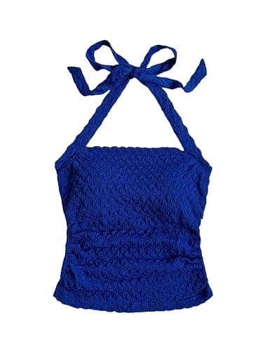 SOLY HUX Women's Halter Top Tie Back Textured Going Out Concert Beach Vacation Crop Tops Summer Sleeveless Camisole - Image 1