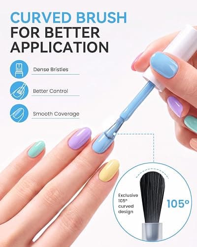 Makartt Pastel Gel Nail Polish Set 15ML: 6 High-Gloss Colors | Large Capacity, One-Coat, Spring Summer Collection, Blue Green Yellow Purple Pink, UV/LED Lamp Required, Home & Salon DIY thumbnail 6