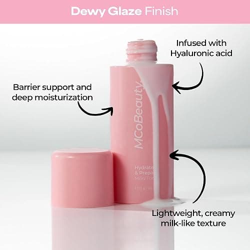 MCoBeauty Hydrate & Prepare Milky Toner - Ceramide Hyaluronic Acid Toner Essence for Plump Dewy Glazed Skin - Calming Hydrating Face Milk - Makeup Prep for Dry Sensitive Skin - Vegan & Cruelty Free thumbnail 3
