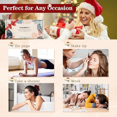 Auseibeely 6 Pcs Rectangle Tortoise Shell Claw Clip - 3.35 Inch Medium Hair Clips for Women and Girls, Non-slip Square Claw Clips for Thick/Thin Hair, Banana Jaw Clips Accessories for Christmas Gift thumbnail 7