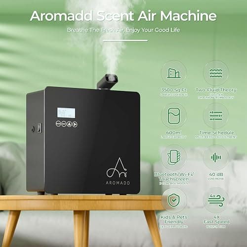 2025 Upgraded 3500 Sq.Ft Smart Scent Machine - HVAC System, Whole House Aroma & Hotel Collection Diffuser, Waterless Essential Oil Diffuser for Home, Office, 600ML Capacity, Cold Air Tech (Black) thumbnail 2