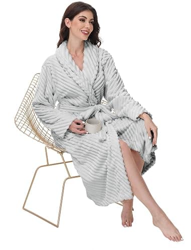 Yurhap Premium Robes for Women - Super Soft Cozy Fleece Womens Robe Plush Long Bathrobe thumbnail 5