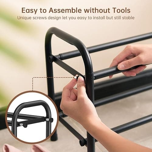 Gonfoam Shoe Rack for Closet, Expandable Shoe Organizer Storage Shelf, Adjustable Metal Free Standing Small Closet Shoe Rack for Entryway, Doorway (2-Tier Black) thumbnail 3