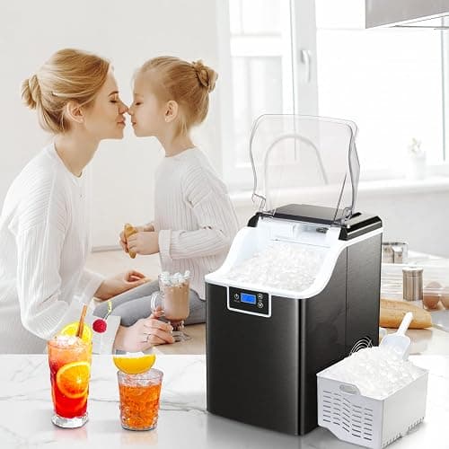 Nugget Ice Maker Countertop with Self-Cleaning,Chewable Pellet Ice Crushed ice 45Lbs/24H,Black thumbnail 7