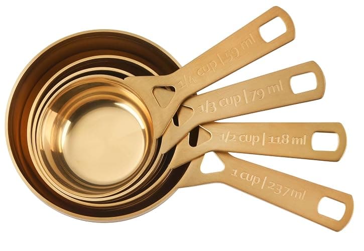 Le Crueset Measuring Cups, Gold, Set of 4 (1,1/2,1/3,1/4 cups) thumbnail 5