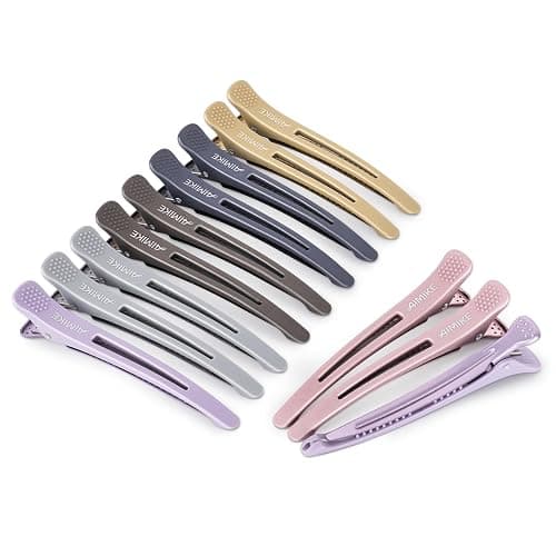 AIMIKE 12pcs Professional Hair Clips for Styling Sectioning, Anti-Slip No-Trace Duck Billed Hair Clips with Silicone Band, Salon and Home Hair Cutting Clips for Hairdresser, Women, Men - 4.3” Long - Image 1